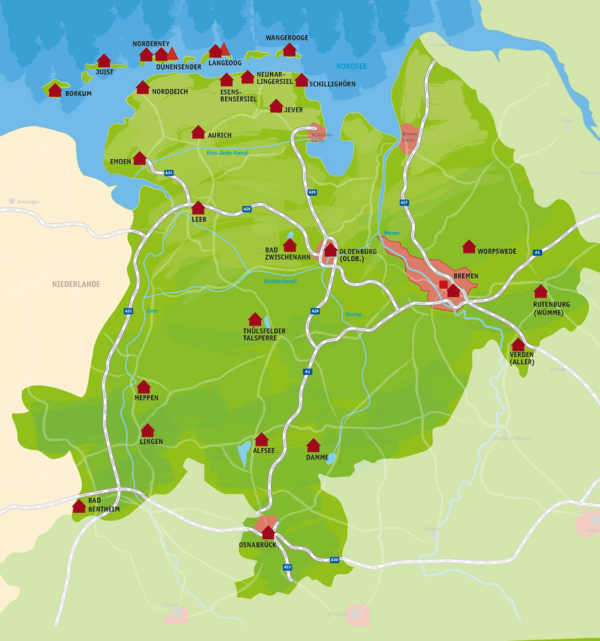 DJH Karte Unterweser Ems DJH Karte Unterweser Ems