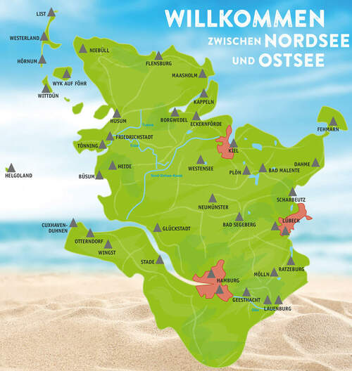 Karte DJH zwischen Nordsee und Ostsee Karte DJH zwischen Nordsee und Ostsee